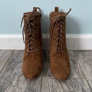NWOT Brown Lace Up Booties